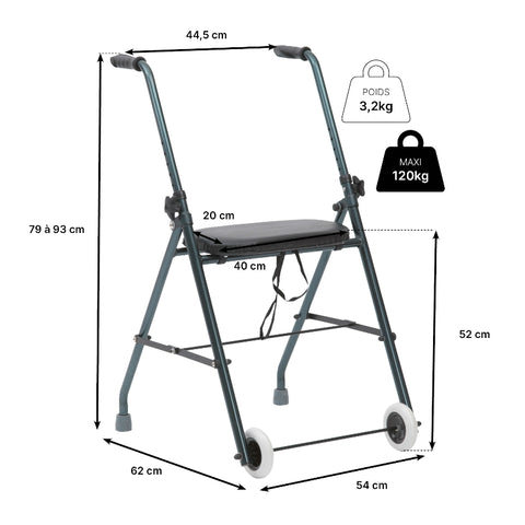 Rollator 2 roues classic aluminium