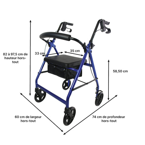 Rollator 4 roues aluminium